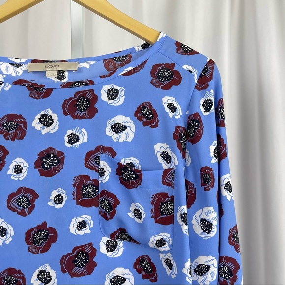 LOFT Medium Floral Retro Boho Flowy Formal Office Pocket Modest Blouse - Picture 8 of 8